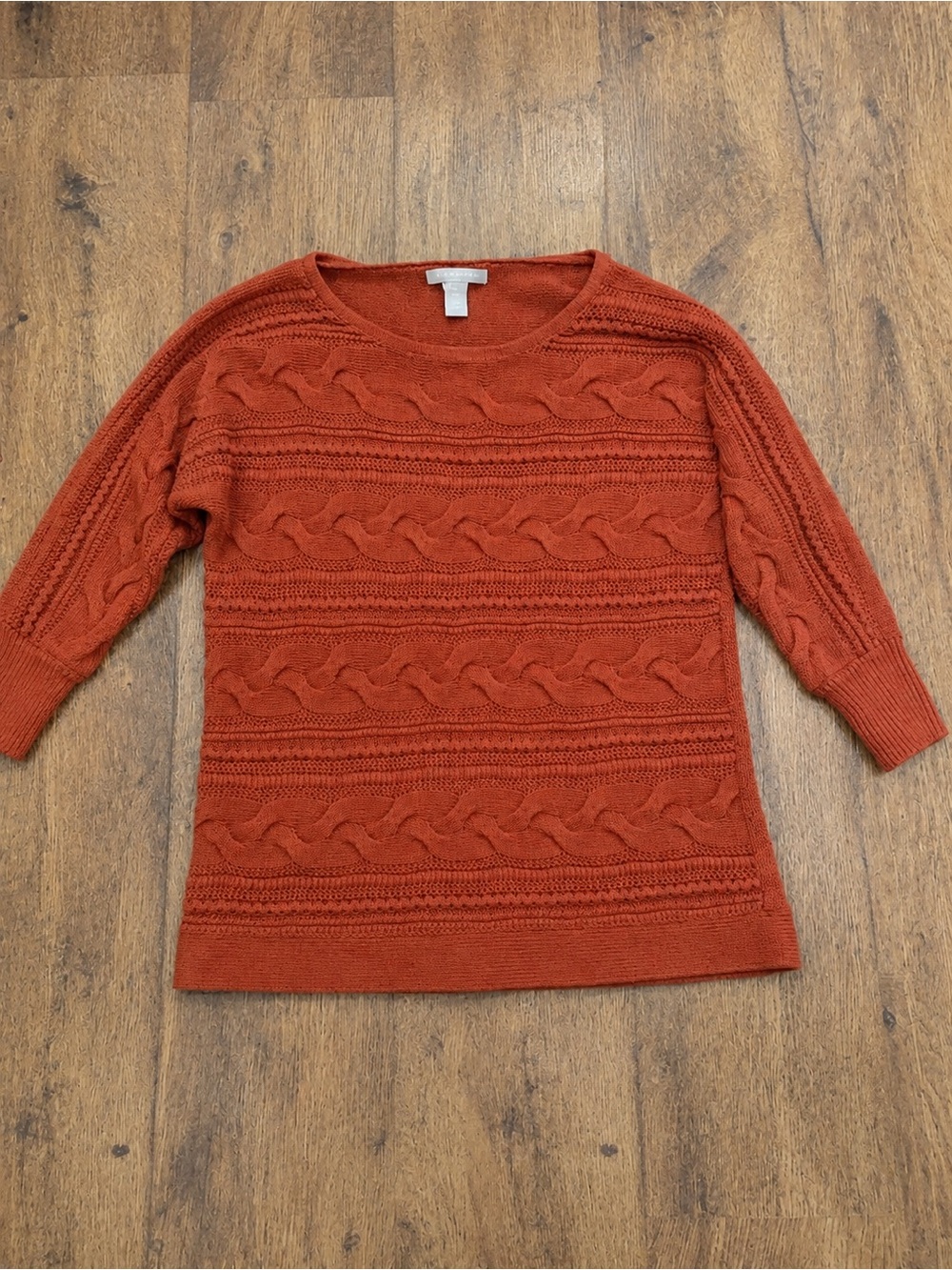 Banana Republic Cable Knit Crewneck Sweater - Rust Orange